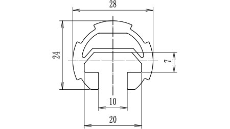 T型槽铝管尺寸图