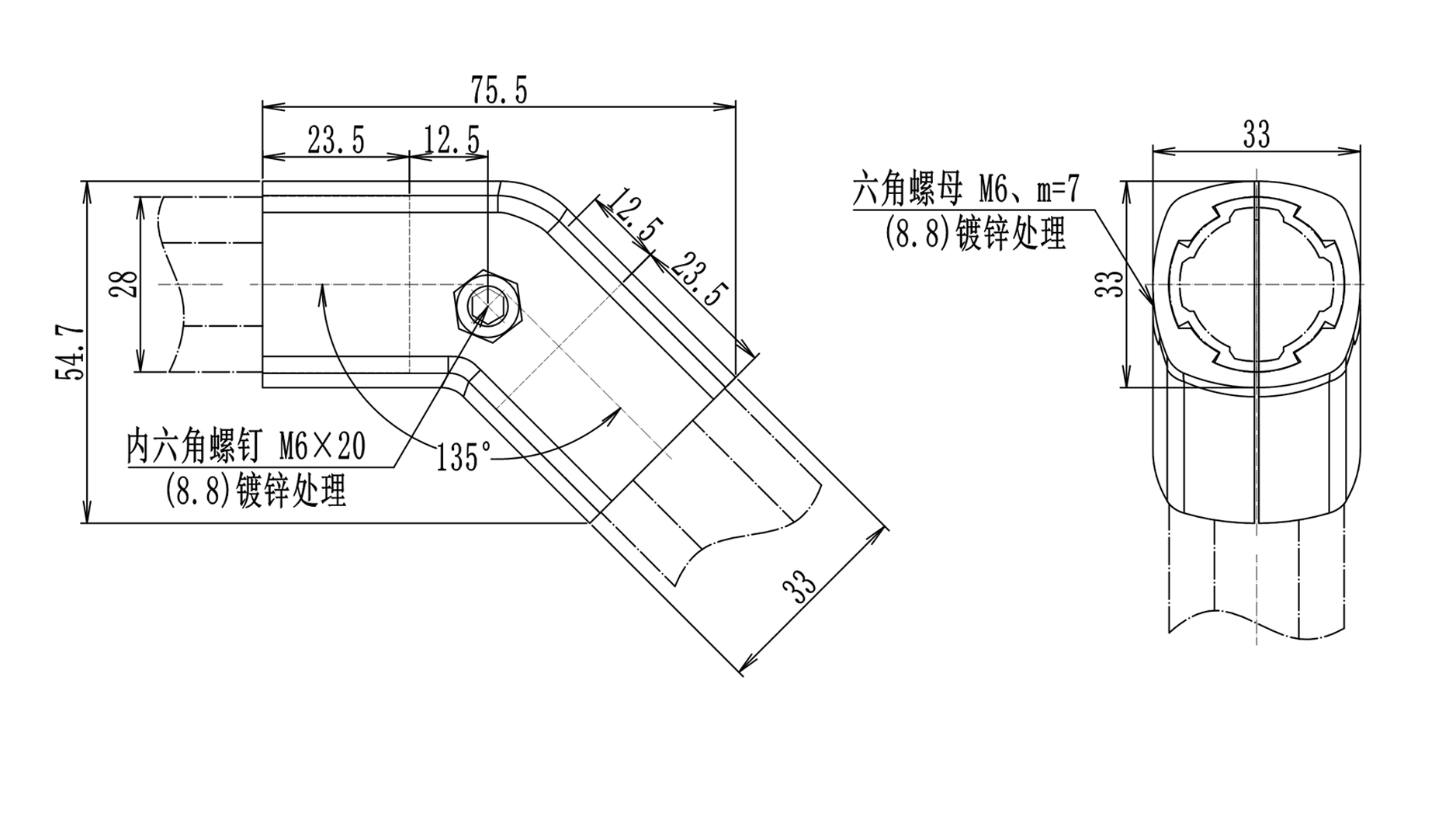 135°外接头尺寸